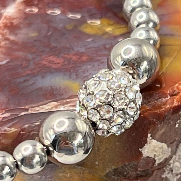 Silver Fireball Stretch Bracelet  Made with Genuine Swarovski Crystals - Picture 5 of 9